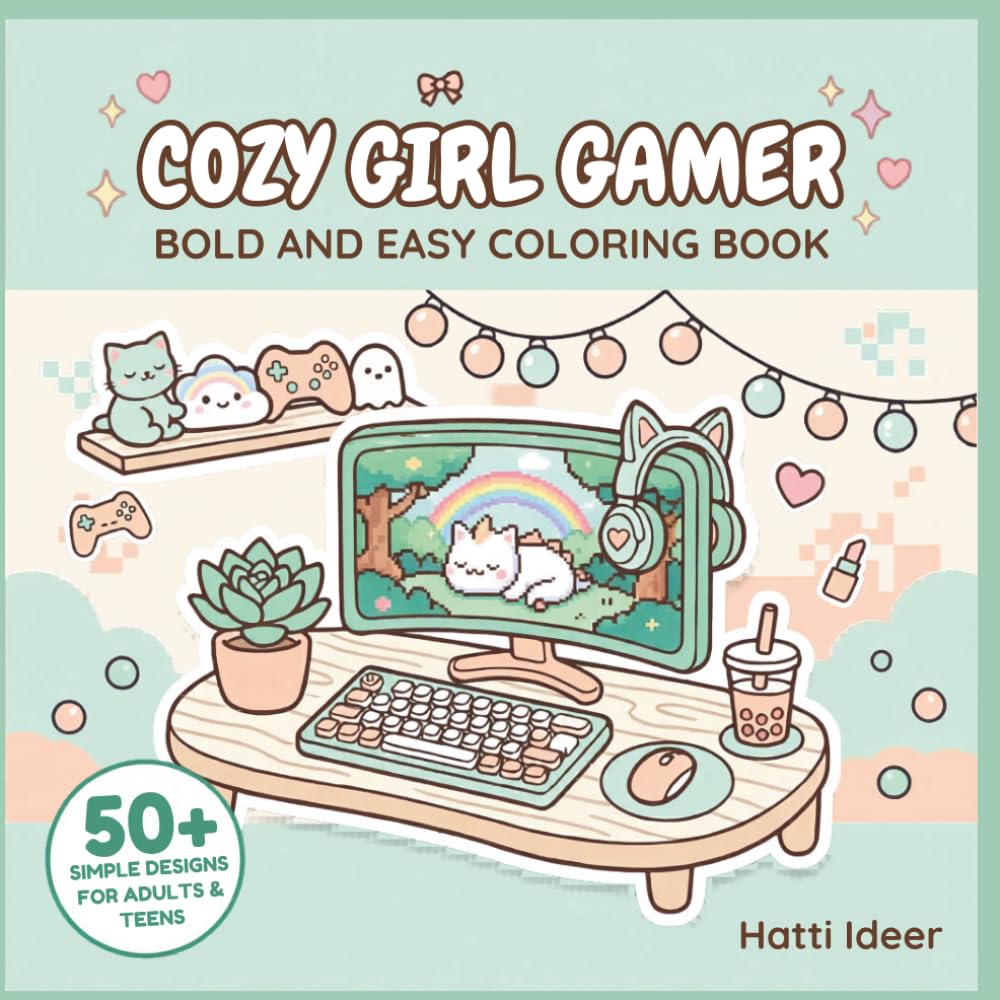 Cozy Girl Gamer: Coloring Book for Adults and Teens: Featuring Kawaii Gaming Setups, Cute Controllers, Cozy Rooms, and Pastel Gaming Scenes for Stress Relief (Cozy Little World Coloring)
