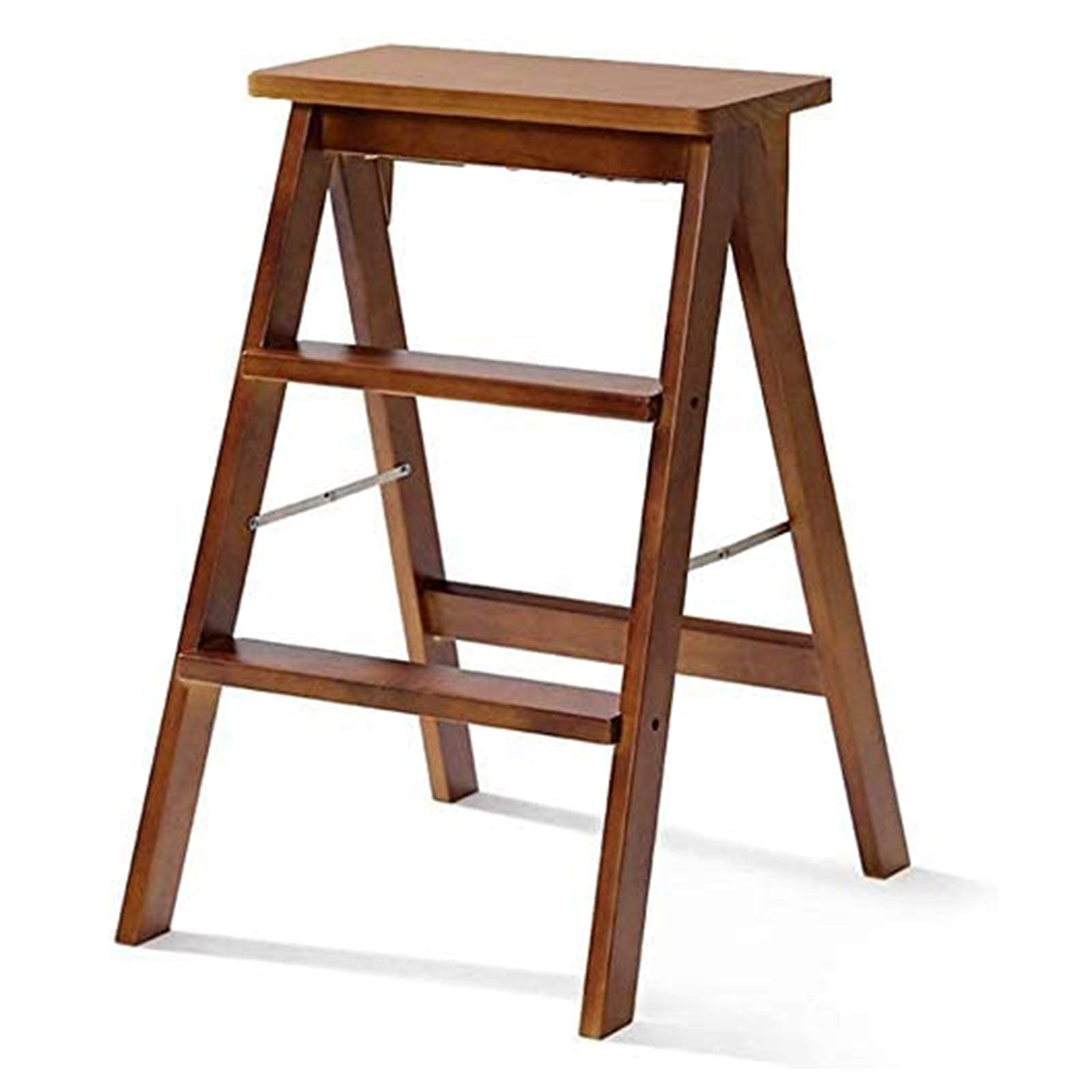 Taburete plegable de madera maciza con 3 escalones para el hogar y cocina