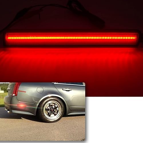 Miniatura 2 de NJSBYL Lente ahumada Cubierta de señal de giro Luz reflector para Cadillac CTS 2008-2013 4 puertas Sedan Full LED Parachoques trasero Fasica