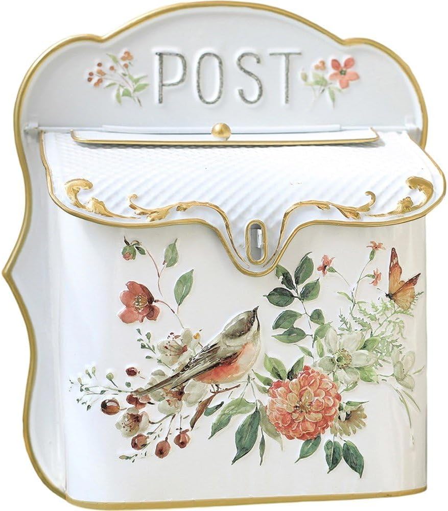 Letter Boxes for Outside Post Box Letterbox Wall Mount Vintage Mailbox Mail Boxes/Wall Mount Outside Antique Style Nostalgic Decor Metal Mailbox Flower Patter