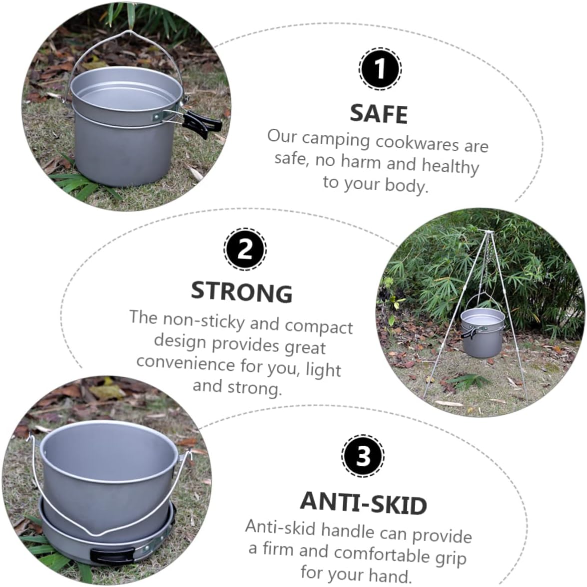 Generic 1 Set Camping Hanging Pot Picnic Basket Tripods Pots Camping Bed Tent Kettle Mini Pan Campfire Camping Essentials Portable Grill Outdoors for Camping Pot Collapsible Aluminum Oxide
