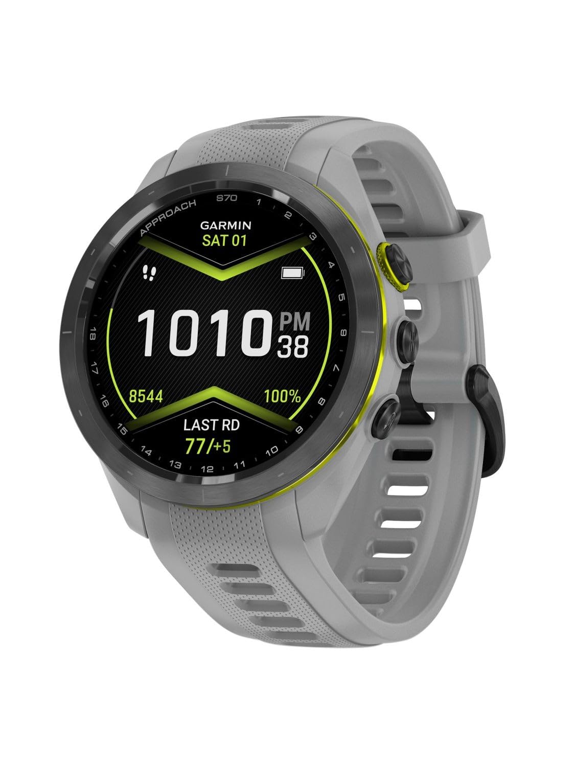 Garmin Approach S70-42 MM Lunette en céramique Noire avec Bande en Silicone Gris poudré