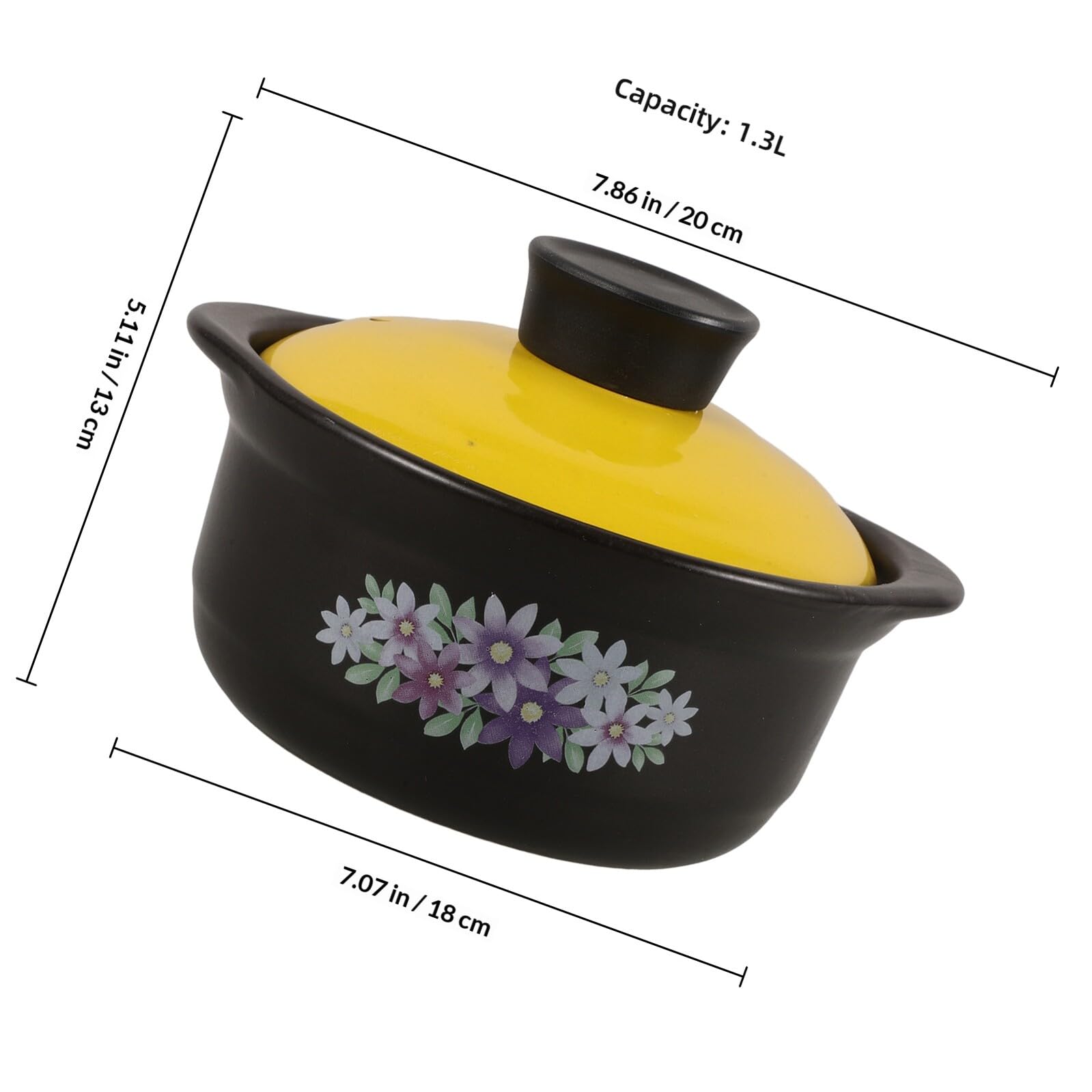 FOMIYES Olla de Barro para Guisar Comida, Cazuela Casera de 1.3 Litros, Resistente al Calor Revestimiento, Adecuado para Cocina Doméstica y Restaurantes, Cazuela Tradicional de Arcilla