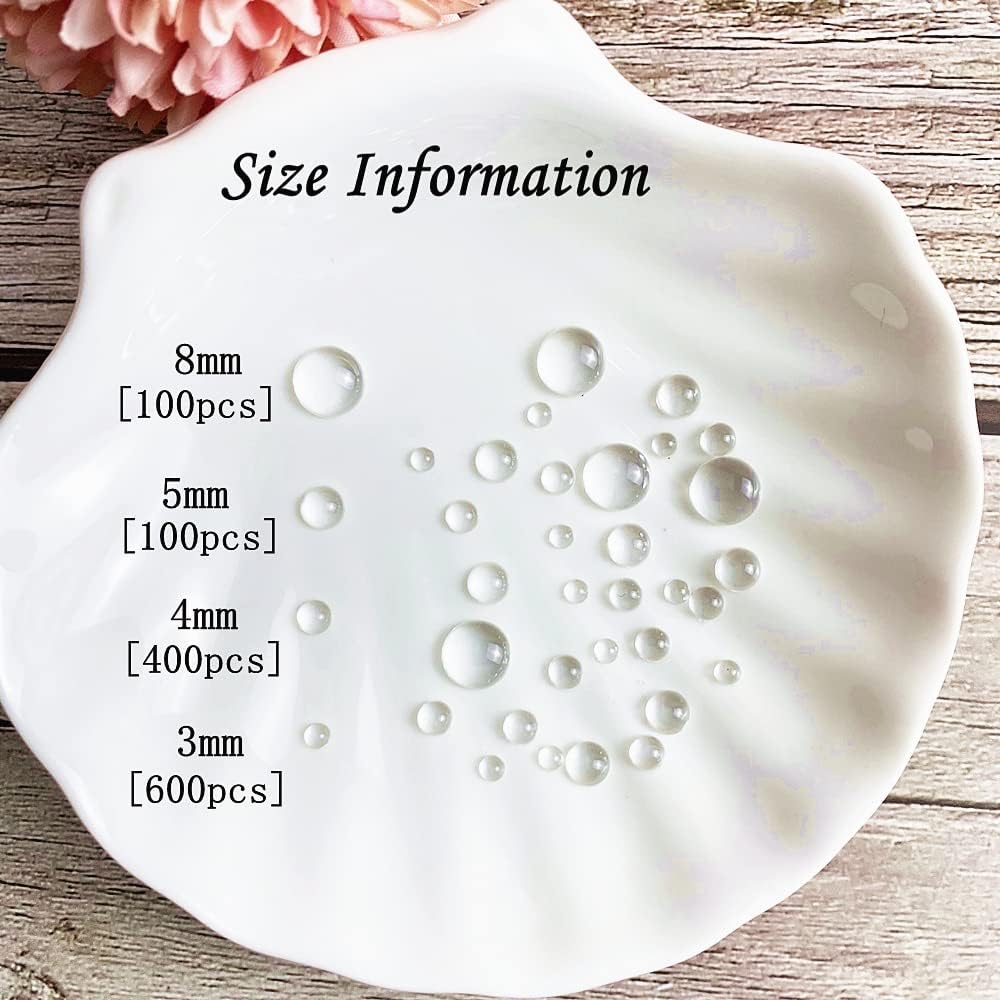 LIMAOLLY 1200 Pieces Clear Dewdrop Water Droplets Embellishments Simulation Round Dewdrop Cabochons Resin Waterdrop for Scrapbooking Embellishments DIY Cell Phone Case Card Making