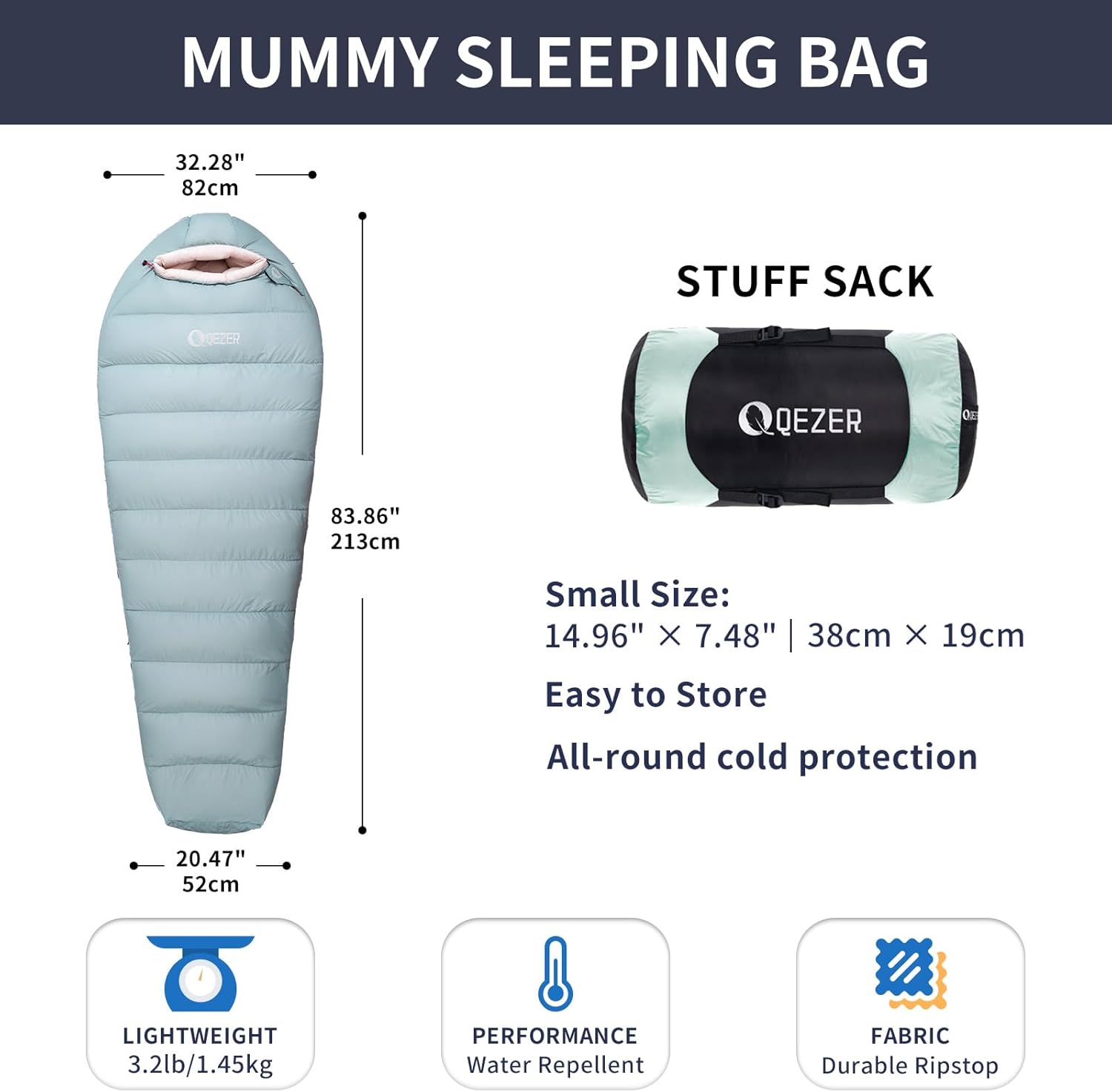Down Sleeping Bag for Adults with 620 Fill Power Down Ultralight Mummy Backpacking Sleeping Bag