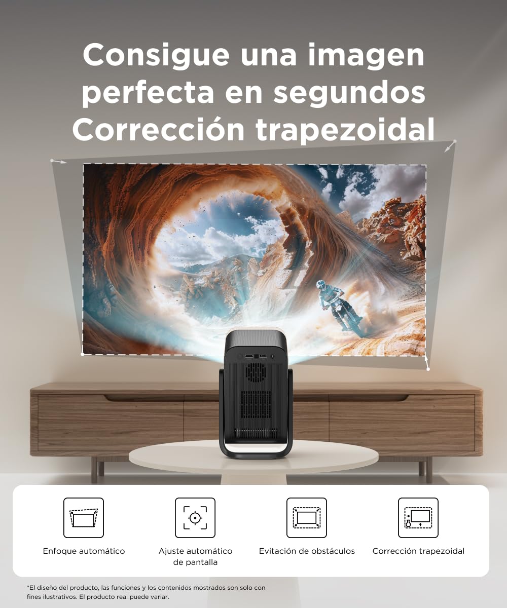 TCL Proyector C1 | 1080P Full HD | Google TV | Netflix Oficial | Enfoque Automático | Corrección Keystone | Dolby Audio 8W | WiFi & Bluetooth | Rotación 285° | Portátil