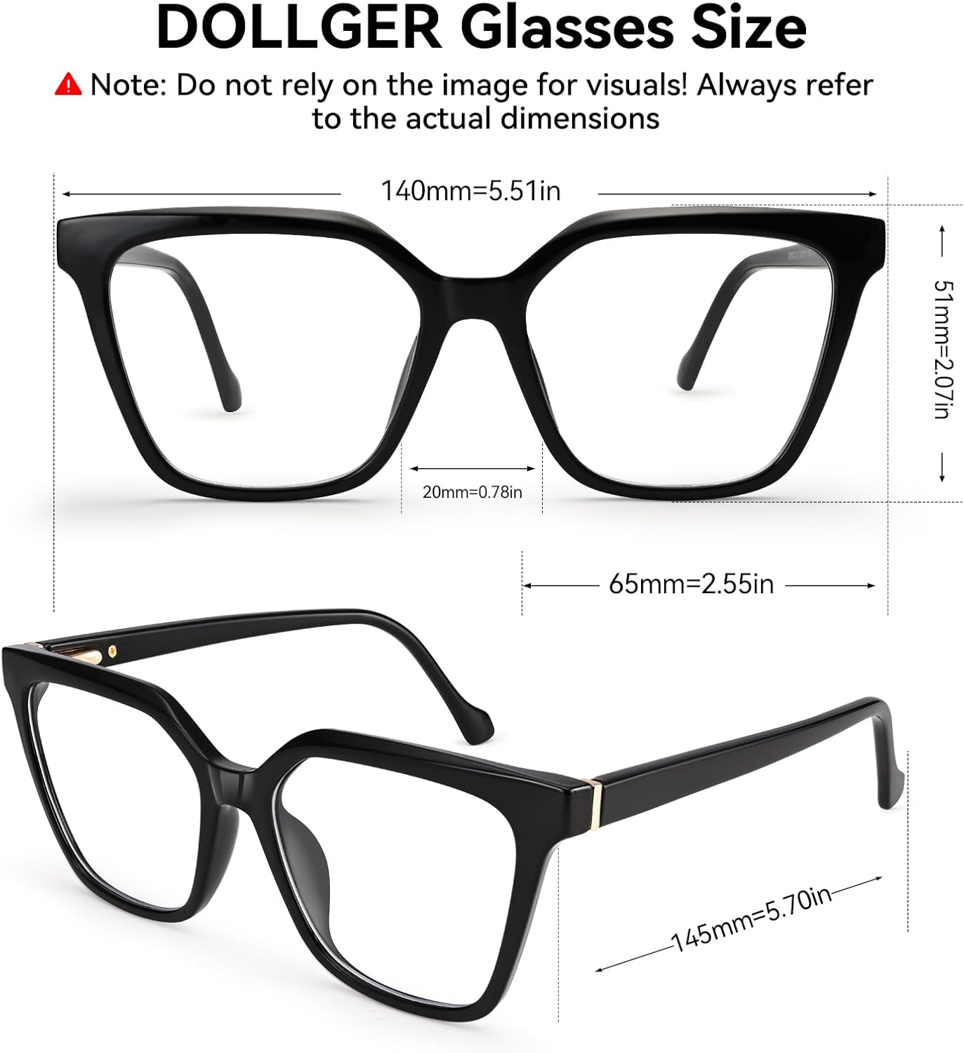 Dollger Square Blue Light Blocking Glasses for Women Oversized Cat Eye Fashion TR90 Frames Computer Gaming Eyeglasses