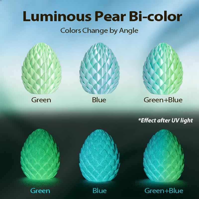 Image of Bi-Color Glow in Dark Silk Lime PLA Filament 1.75mm 1kg Luminou 3D Filament