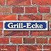 Produktbild WERBEPUNKT. [24002] Schild im Straßenschild-Design Grill-Ecke - 3 mm Alu-Verbund - 52 x 11 cm