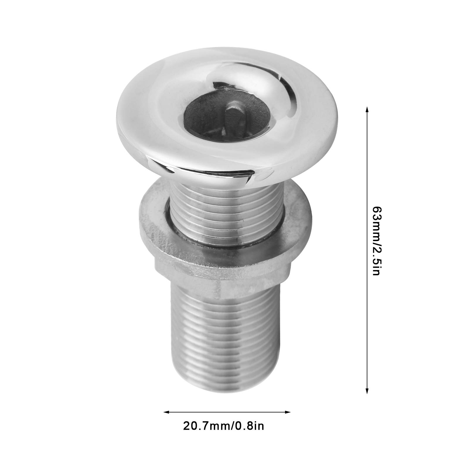 Buachois Connettore per Raccordo Passante Marino per Scafo in Acciaio Inox 316 Scarico dell'Acqua Raccordo Universale per valvola idraulica per Barche, Yacht, Marine