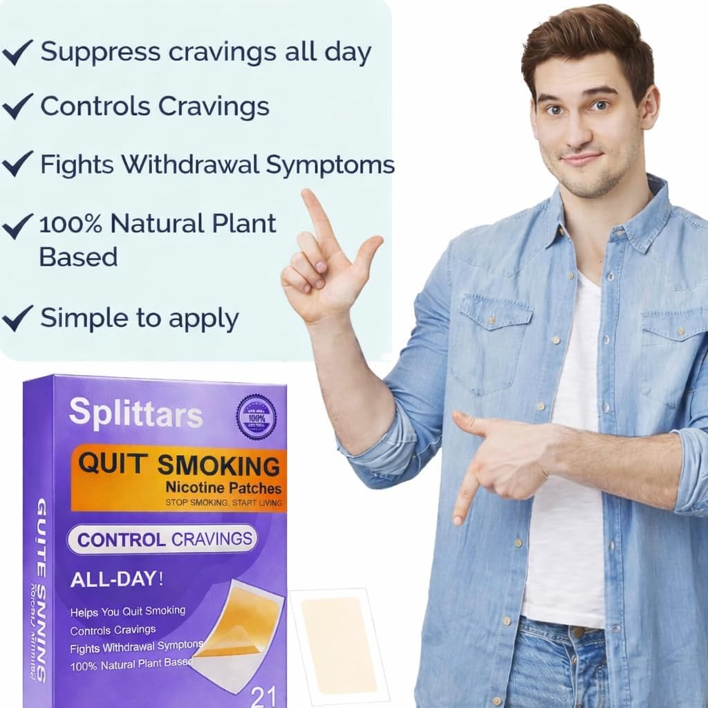 Splittars Quit Smoking Aid-Stop Smoking Patches, Smoking Cessation Patches for Nicotine Free Quit Smoking, Natural Anti Smoking Patches with 21 Day Cravings Support – Stop Smoking, Start Living