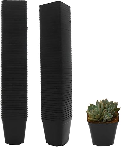 Miniatura 1 de GOETOR Macetas cuadradas para vivero, 100 unidades, contenedor duradero para iniciar plántulas o suculentas (2.2 pulgadas)