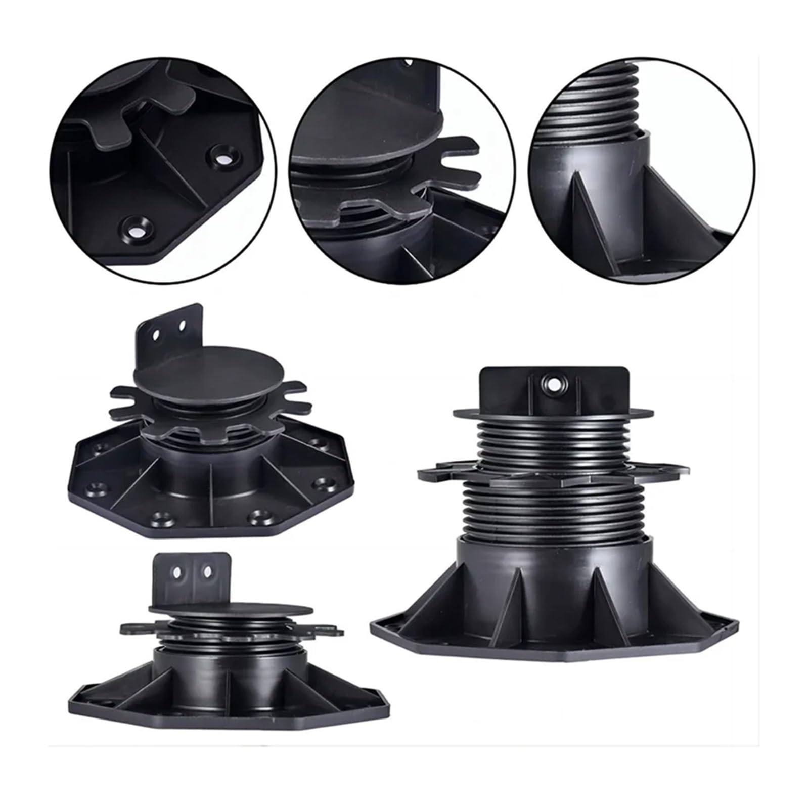 Terrassenständer, Black Adjustable Decking Support Pedestal 18 Pcs