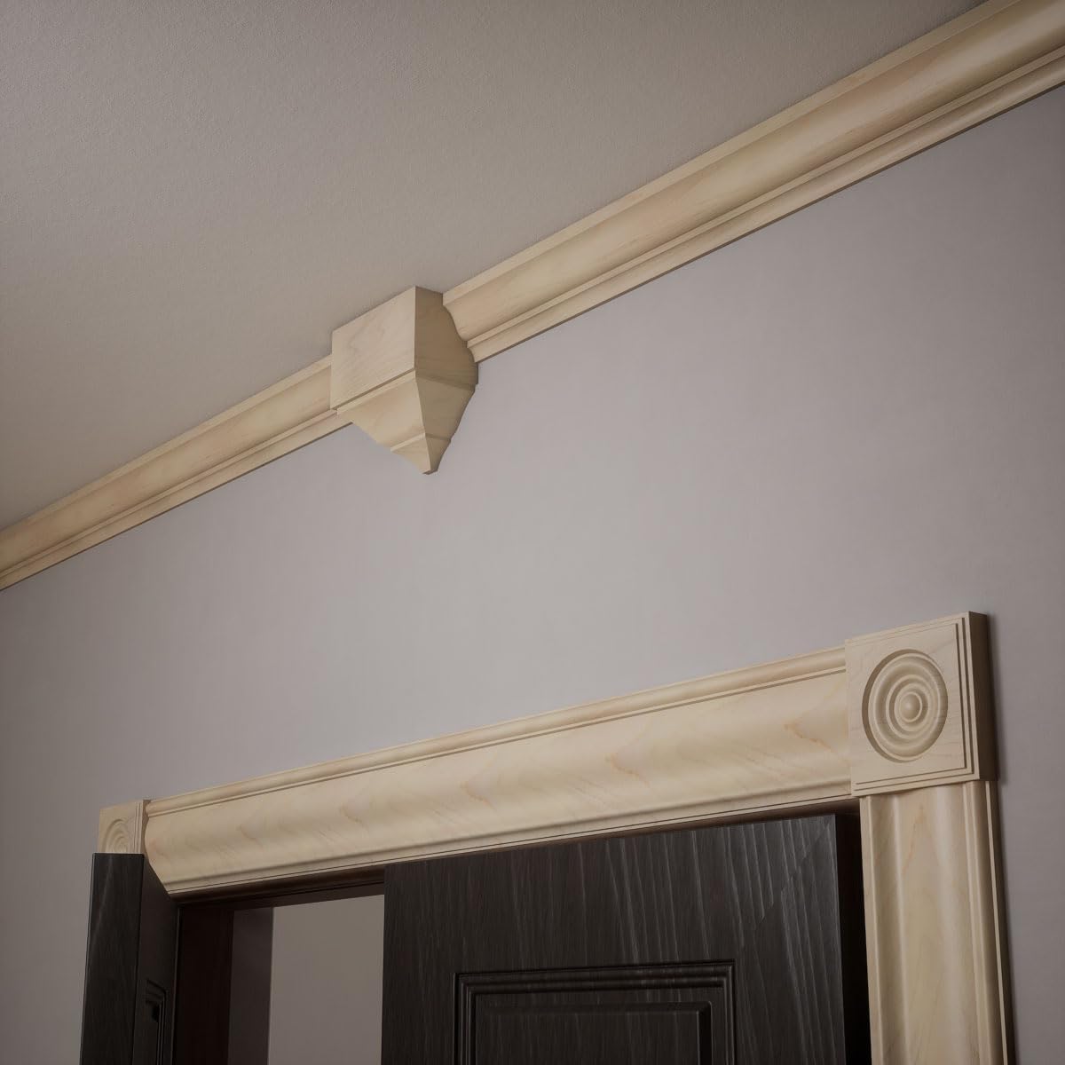 3 5/8"P x 7 1/4"W x 7 1/2"H Americraft Solid Hardwood Stain Grade Universal Mid Crown Moulding Coupler Block for Profiles up to 4"H x 3 5/8"P, Maple