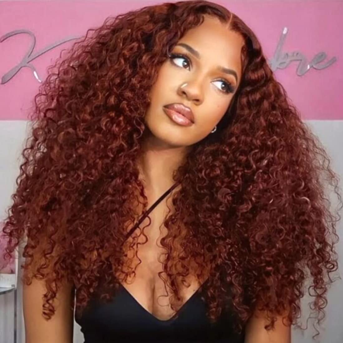 Amazon.com : UNICE Jerry Curly Reddish Brown 13x4 Lace Front Wigs