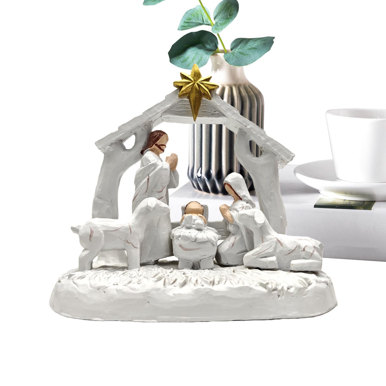 Décoration de vacances crèche de Noël et figurines en résine de naissance