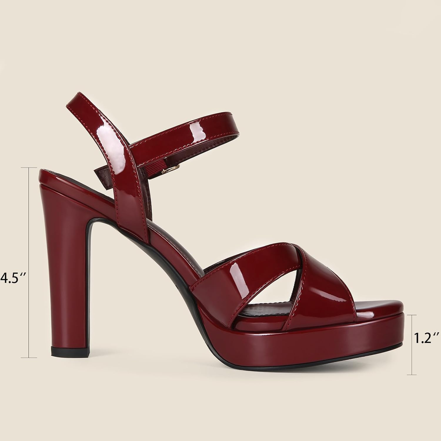 Platform High Heels for Women Strappy Chunky Heels Sandals for Women Open Toe Block Heeled Sandals with Ankle Strap Summer Dress Shoes - Image 5