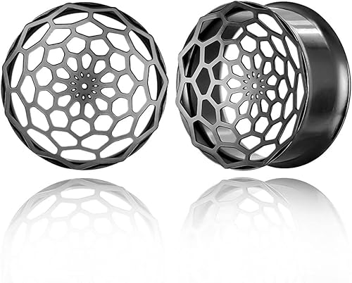 LADEMAYH 2Pcs Vortex Design Size 0g - 1 inch Ear Plugs Gauges for Ears, Stainless Steel 316L Ear Tunnels Gauge Earrings, Hypoallergenic Ear