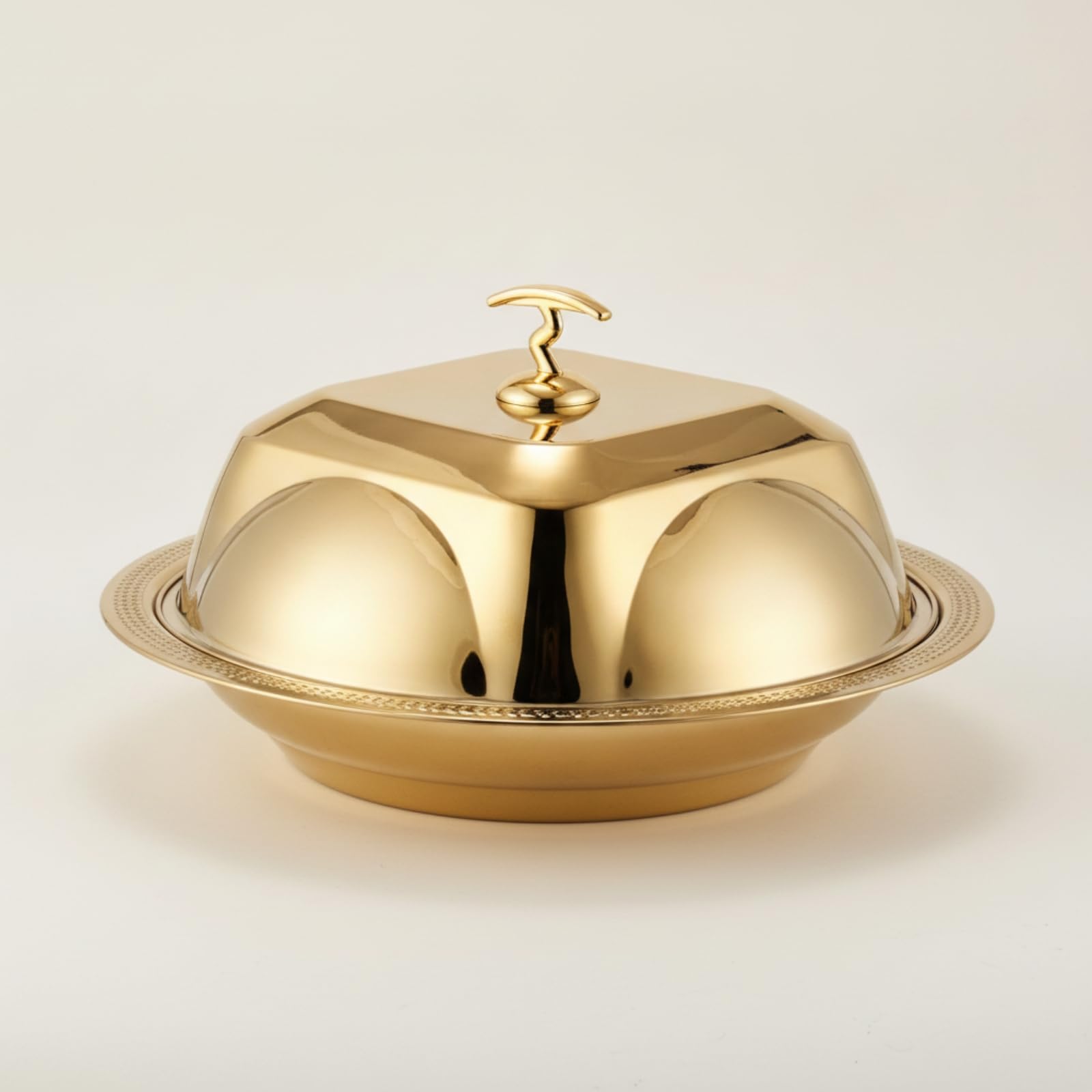 predolo Vassoio da Portata con Coperchio Elegante Vassoio con Coperchio a Cupola Lavabile Piatto Cloche per Catering, Buffet, Oro, 48cm