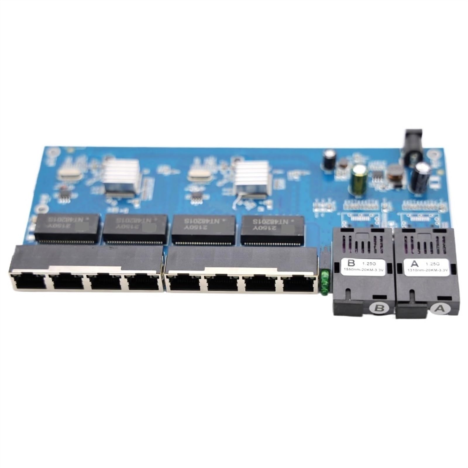Commutateur Ethernet À Fiber Inversée 100/1000M, 20km 2F8E Gigabit PC-BA Placa Metro Optic Media Converter, Sortie De Carte 12V 1310/1550nm