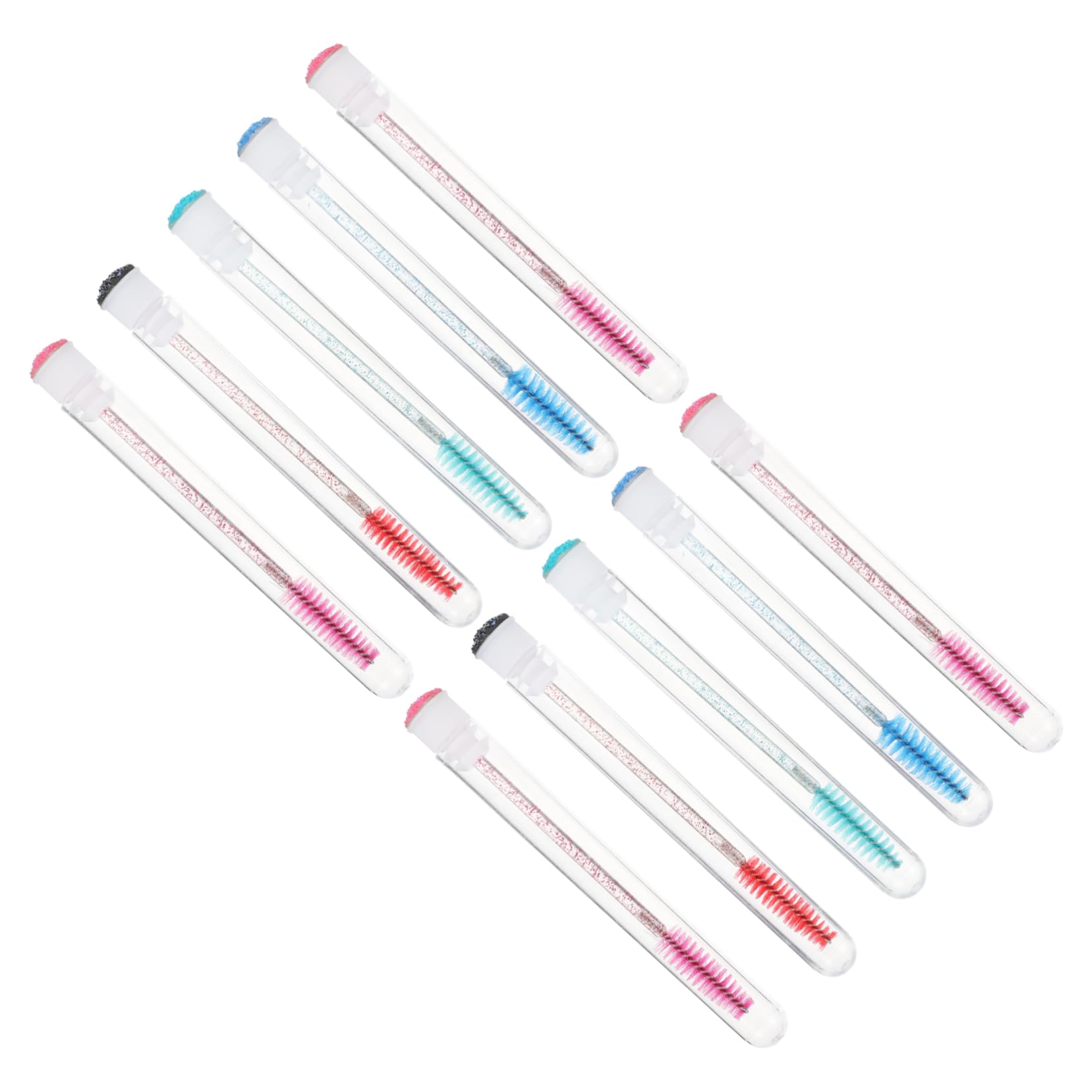 MUSISALY Eyelash Brush Set 10pcs Rhinestone Accents Travel-sized Mascara Tube for Women Random