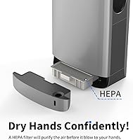 Vista 3 de AIKE Secador de manos vertical filtrado HEPA delgado, modelo AK2065 de plata 110-130V
