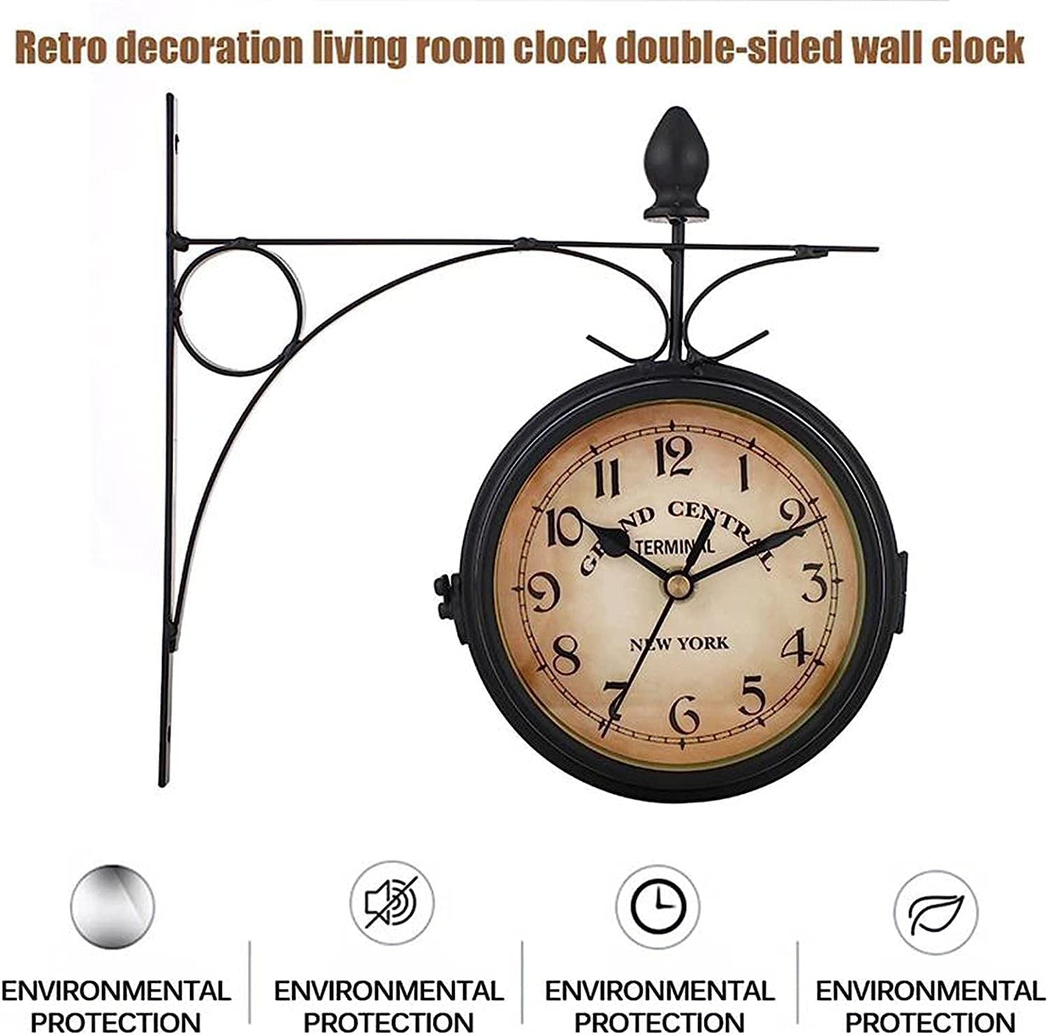 Orologio da parete da giardino, impermeabile, 40 cm, rotazione classica, double face, orologio rotondo vintage per patio, giardino, piscina o da appendere all'aperto