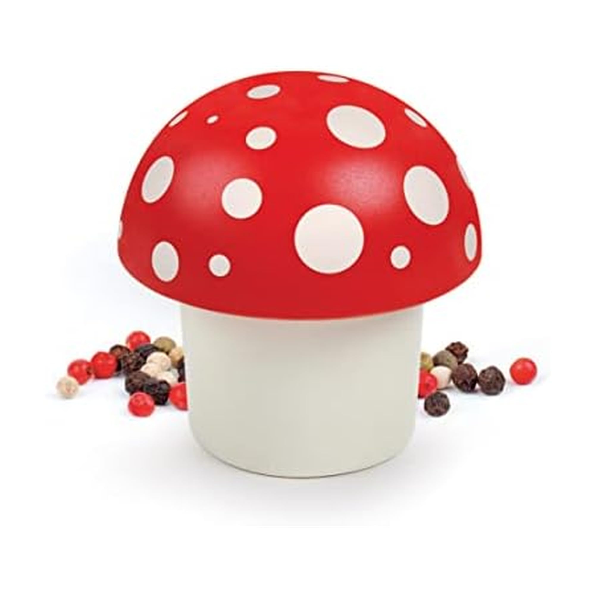 Genuine Fred Merry Mushroom Herb Grinder, 3 Inch Manual Grinder for Herbs and Spices, Durable Handheld Kitchen Tool, Fun Red and White Design