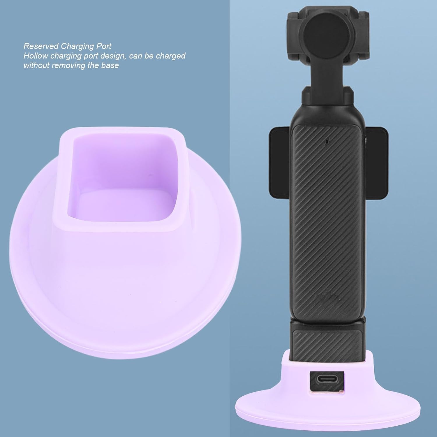 Pocket 3 Stand Base Mount, Lightweight Compact Silicone Non Slip Desktop Mount Stable Pocket 3 Handle Accessories with a Portable Charging Opening, for (Purple) image 5