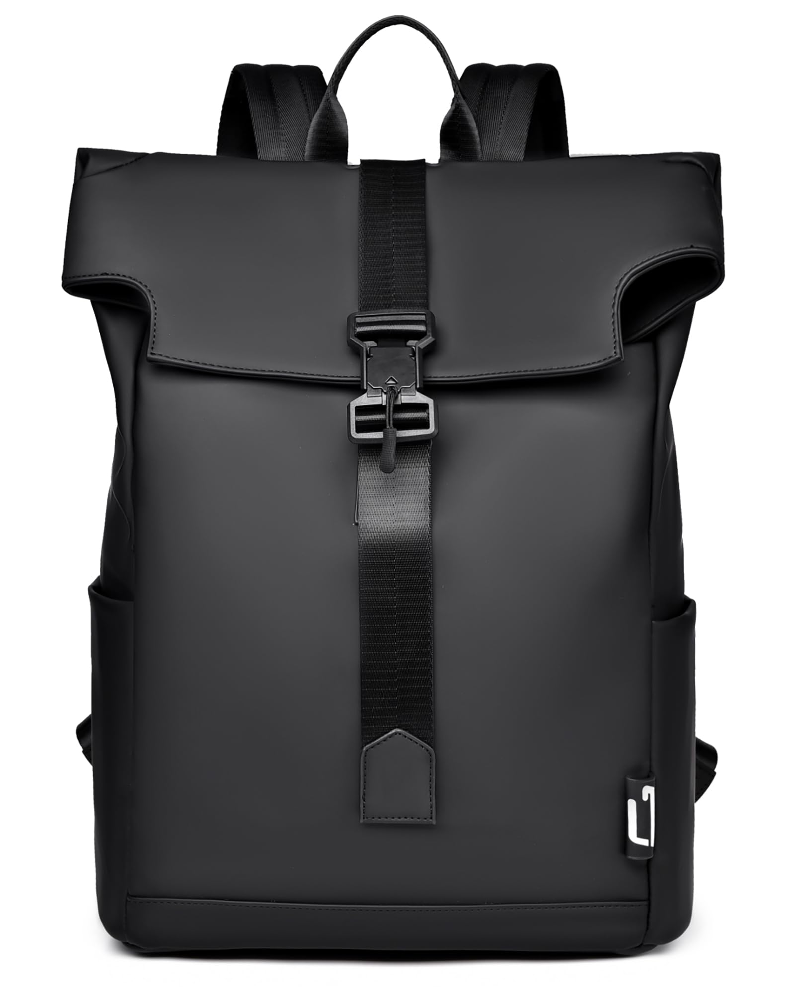 Zaino casual Porta PC in Membrana PU impermeabile Borsa Uomo con Tasca per PC Portatile Computer Notebook per Tempo libero Scuola Lavoro Viaggio KM19 (Nero)