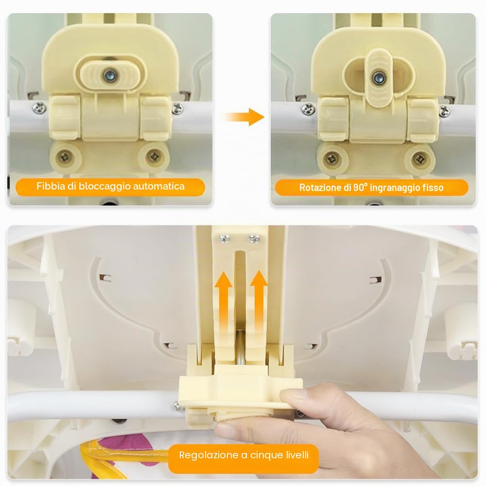 Girello pieghevole 4 in 1, stazione di gioco elettronica rimovibile con luci e melodie, altezza regolabile, facile da riporre 6 mesi e più, carrello di risveglio e camminata