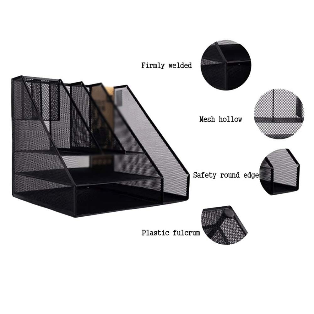 Organizzatore di file, armadietto per file, ecc. File Manager - Nero 3 Tier Mesh File Rack Desktop Storage Organizer Box File Divisori Rack Display