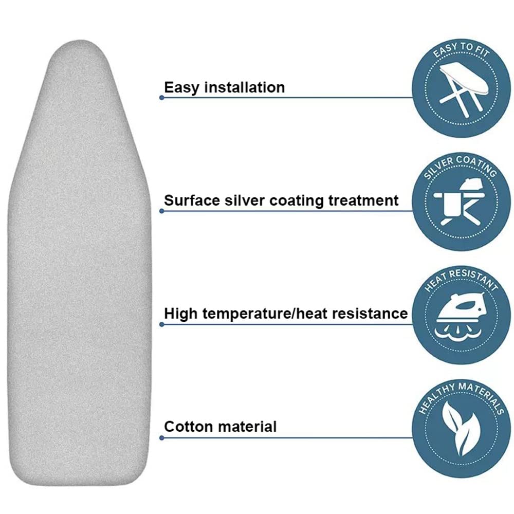 ZJIEX Fodera per ASSE da Stiro, Copriasse da Stiro di Dimensioni Standard, Fodera in Cotone 100% di Ricambio, Imbottitura Extra Spessa, per Lavanderia (Color : Silver, Size : 38x13in(97x33cm))