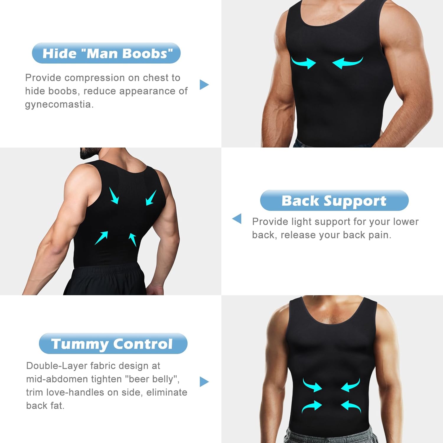 Gynecomastia Compression Shirt Men - Slimming Undershirt for Mens Shapewear, Body Shaper Compression Tank Top - Image 2