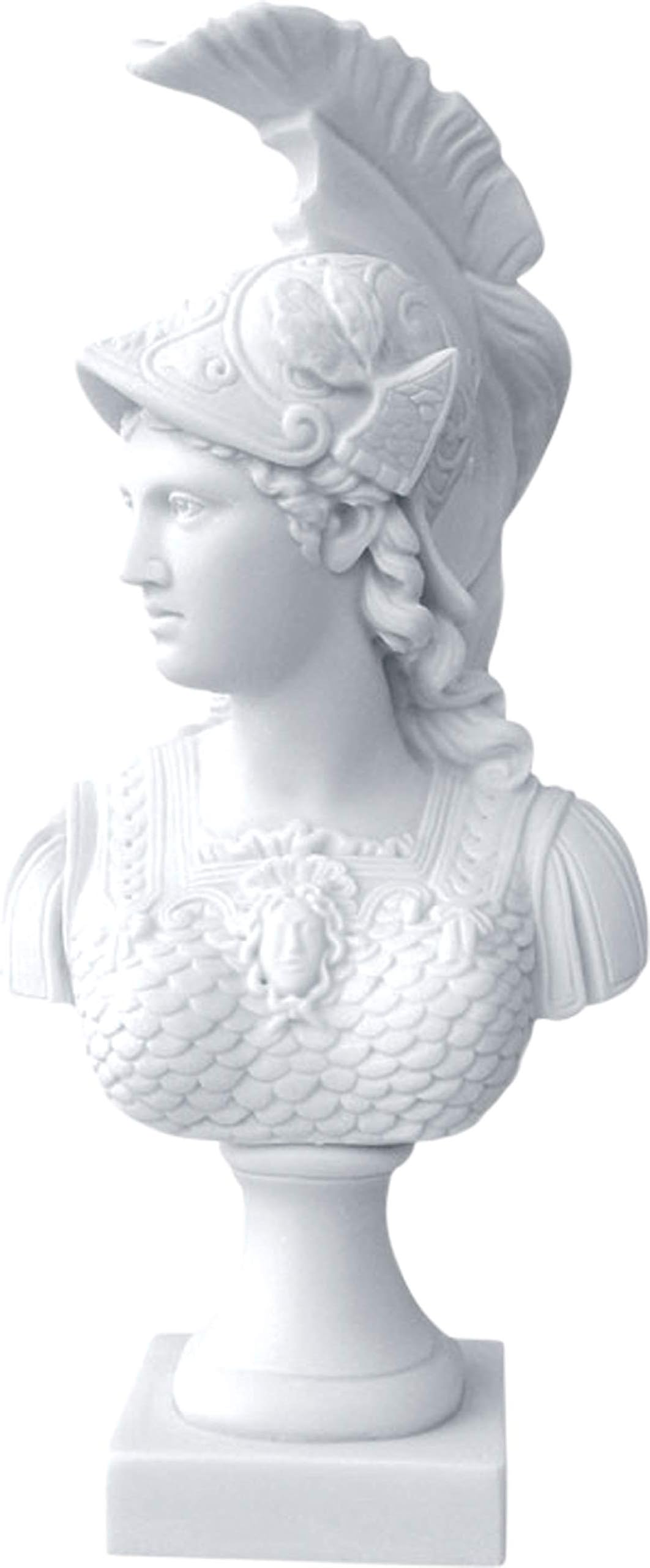 Statue Ancient Greek Roman Goddess Athena Minerva (Decorative alabaster bust head 25cm)