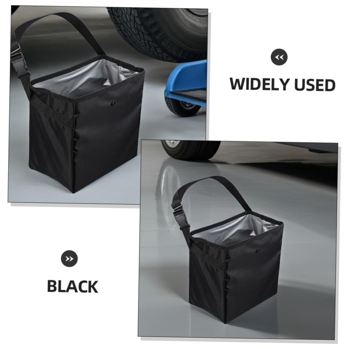 Alipis Auto Müllbehälter 8, 5l 2 Stück aus Nylon und Pvc Schwarz | Reisen und Camping, Multifunktionale Aufbewahrungsbox für Werkzeug und Spielzeug, Tragbar und Leicht