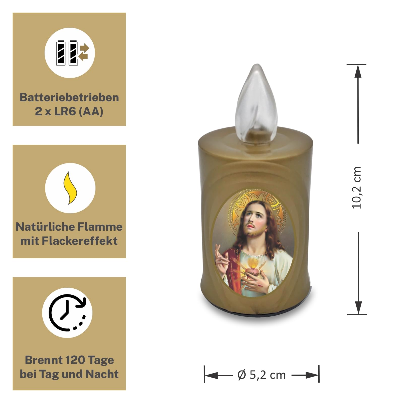 AROBA LED Grave Candle Mourning Light, Flickering Effect Like Real Candle, Long Burning Time up to 120 Days - Image 3