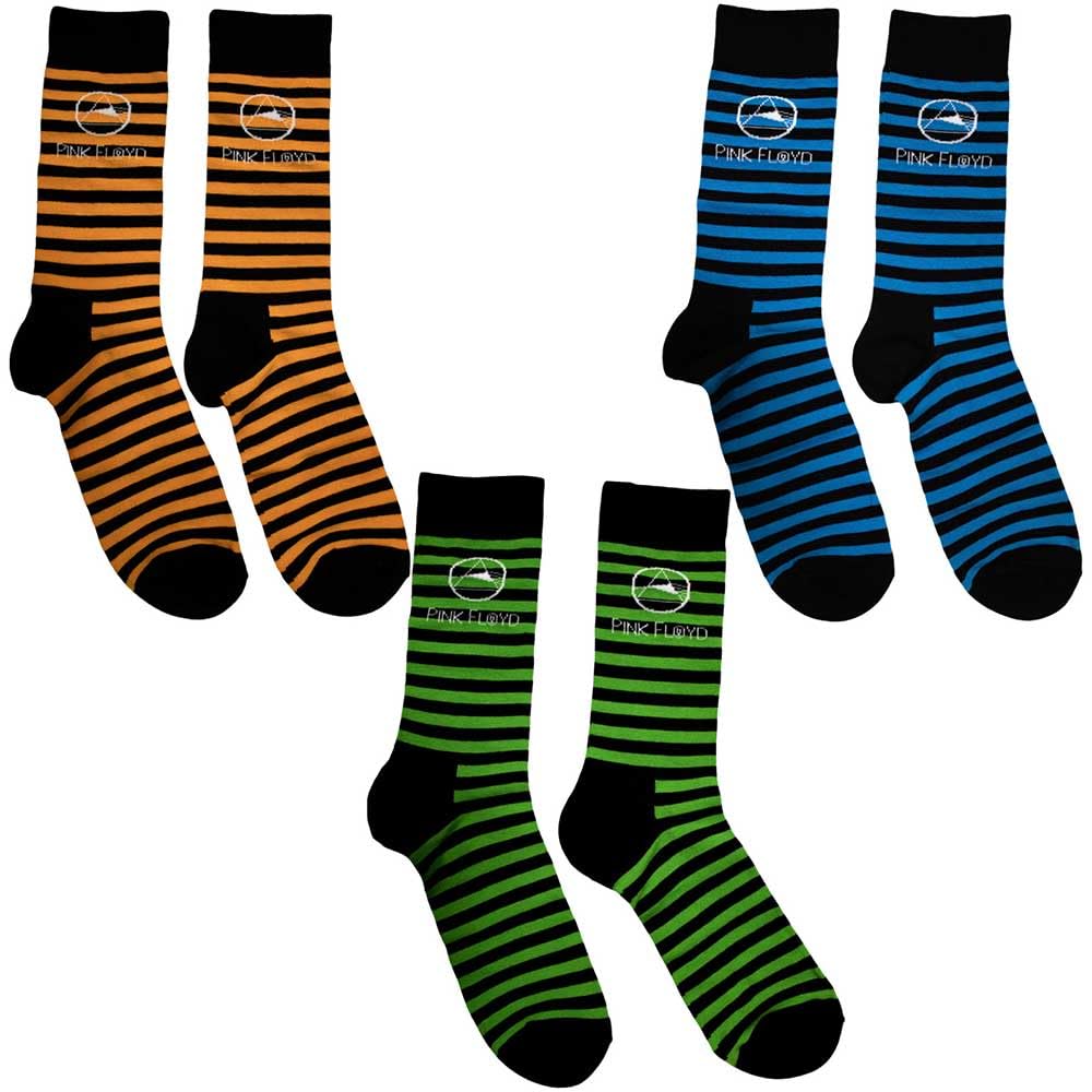 Rock Off Officially Licensed Products Men's Black Pink Floyd Mono Prism Ankle Socks Boxed Set One Size