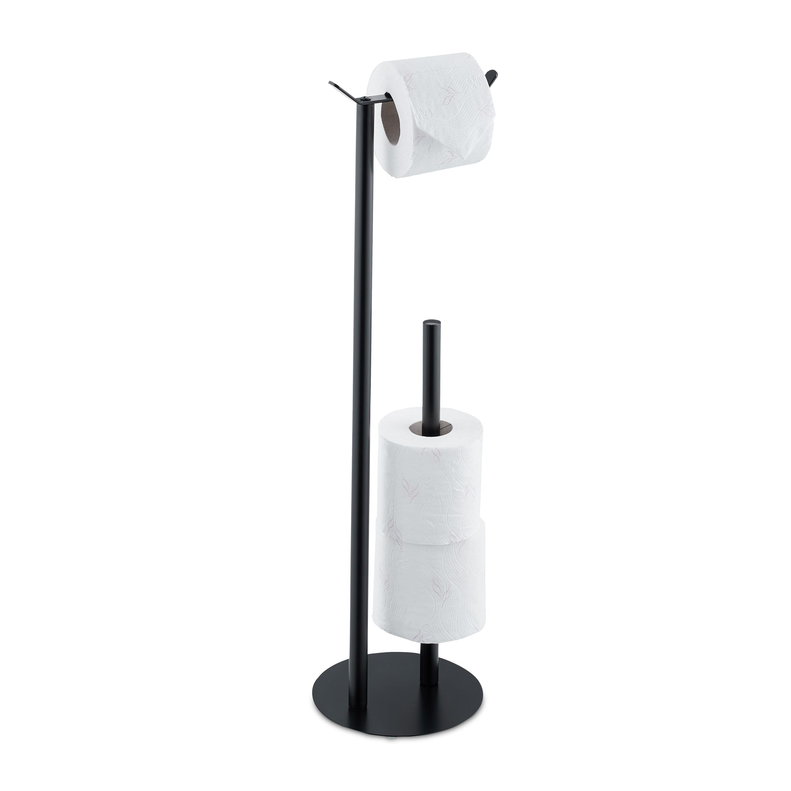 Relaxdays Toilettenpapierhalter – freistehender Toilettenständer, schwarz, 62 x 20 x 17,5 cm