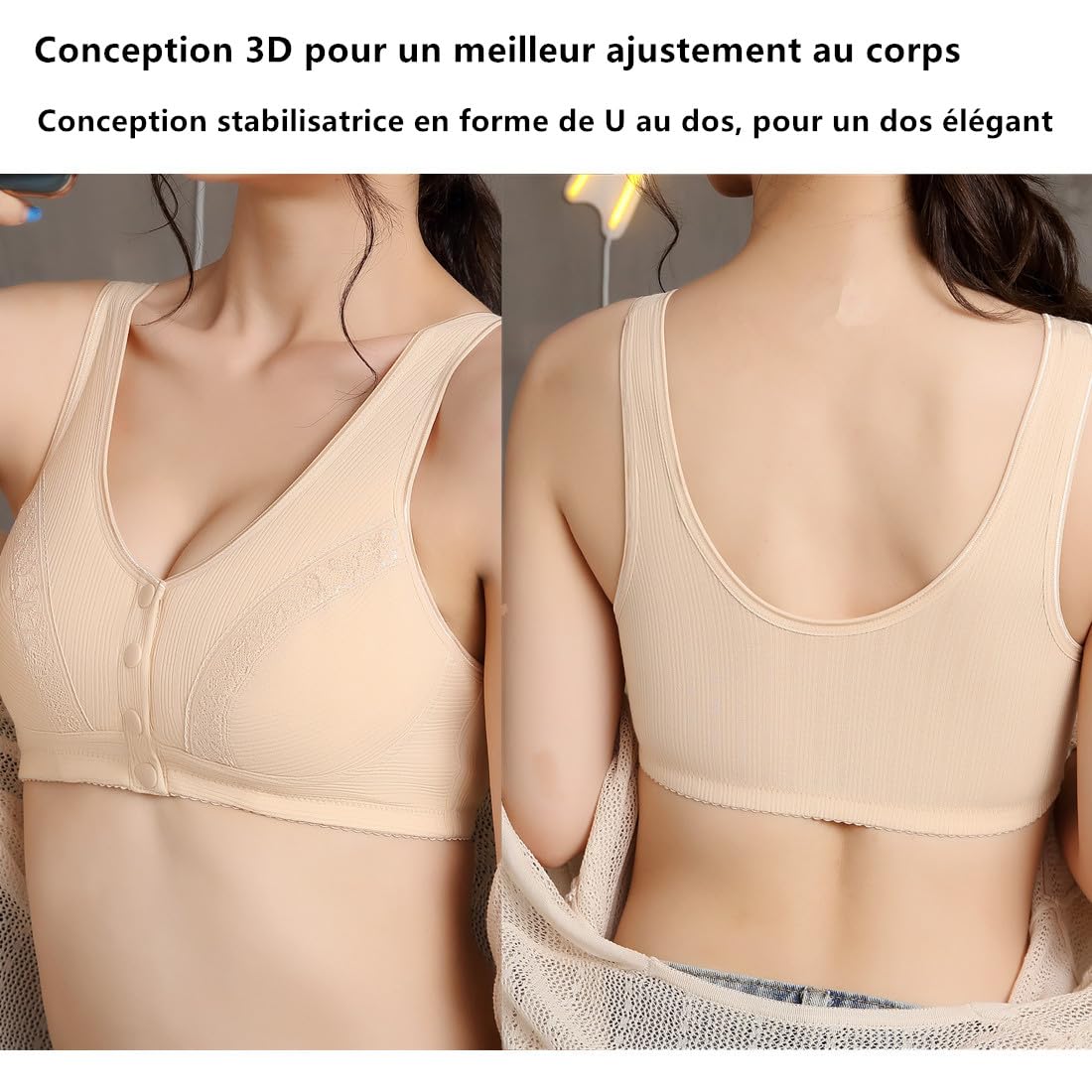 Soutien-Gorge Post-Chirurgie Mastectomie Fermeture Avant Coton