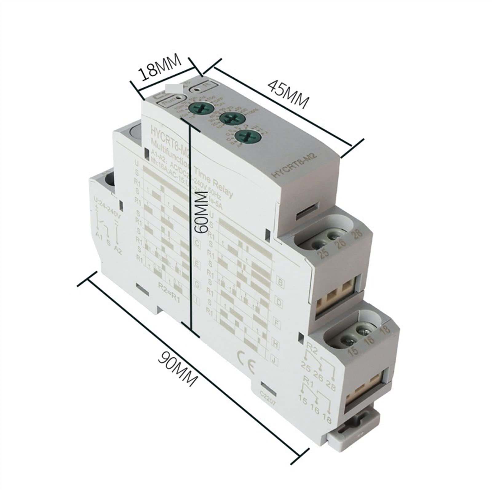 HYCRT8S-M Relè temporizzatore multifunzione con display digitale Tempo di conteggio elettronico professionale 24 ore 1 pz(Ac220v,HYCRT8S-M3)