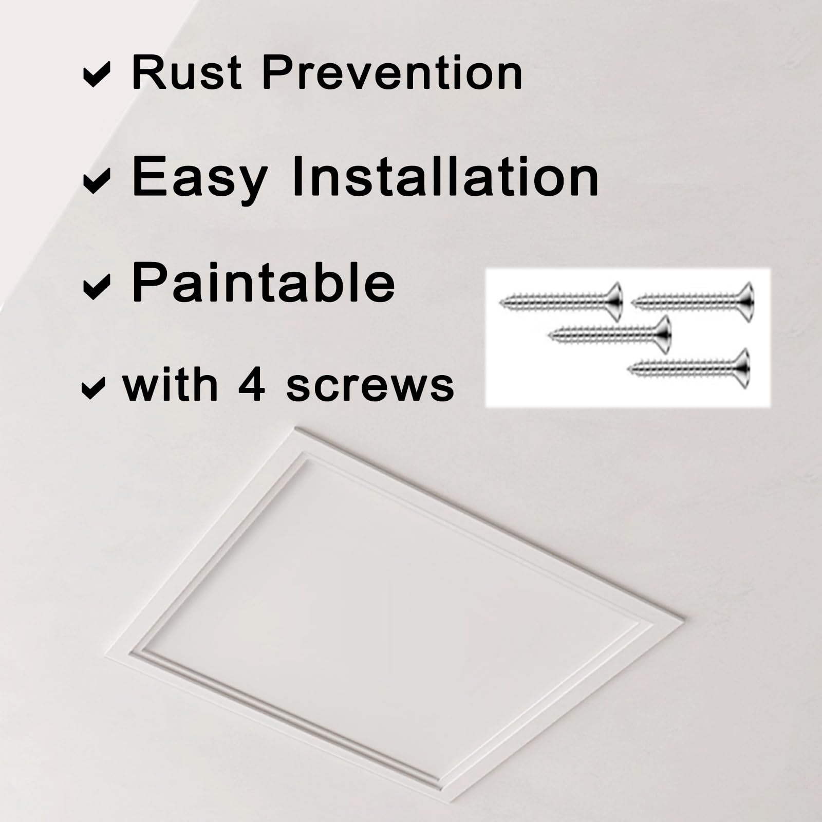 Revisionsklappe Schwarz-weiß-graue Metall-Revisionstür, Klassische Deckenzugangsplatte mit Schrauben, anpassbare, einfach zu installierende Zugangstür(Black,16x24in/400x600mm)