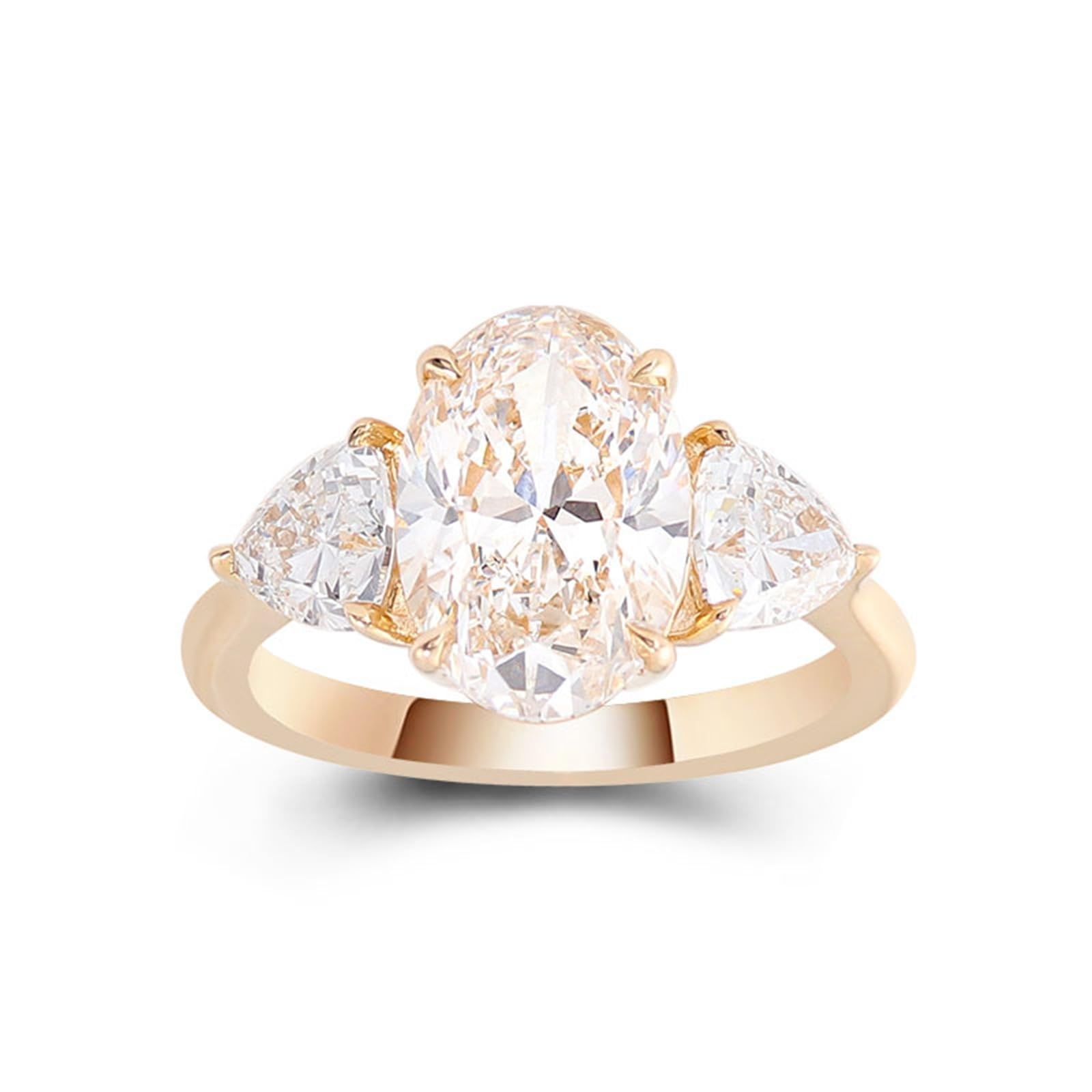 Anillo de oro amarillo para mujer, Moissanite, anillo de compromiso, oro auténtico 375/585/750, elegante anillo de boda de 9 K/14 K/18 K, oro con grabado para mujeres