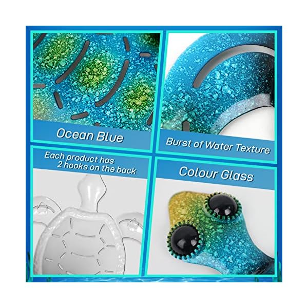 Dreamskip metal beach wall decor art ocean themed sea turtle fish seahorse crab coastal wall sculpture nautical outdoor decor for garden fence patio pool bathroom 4 pcs  urban country home decor