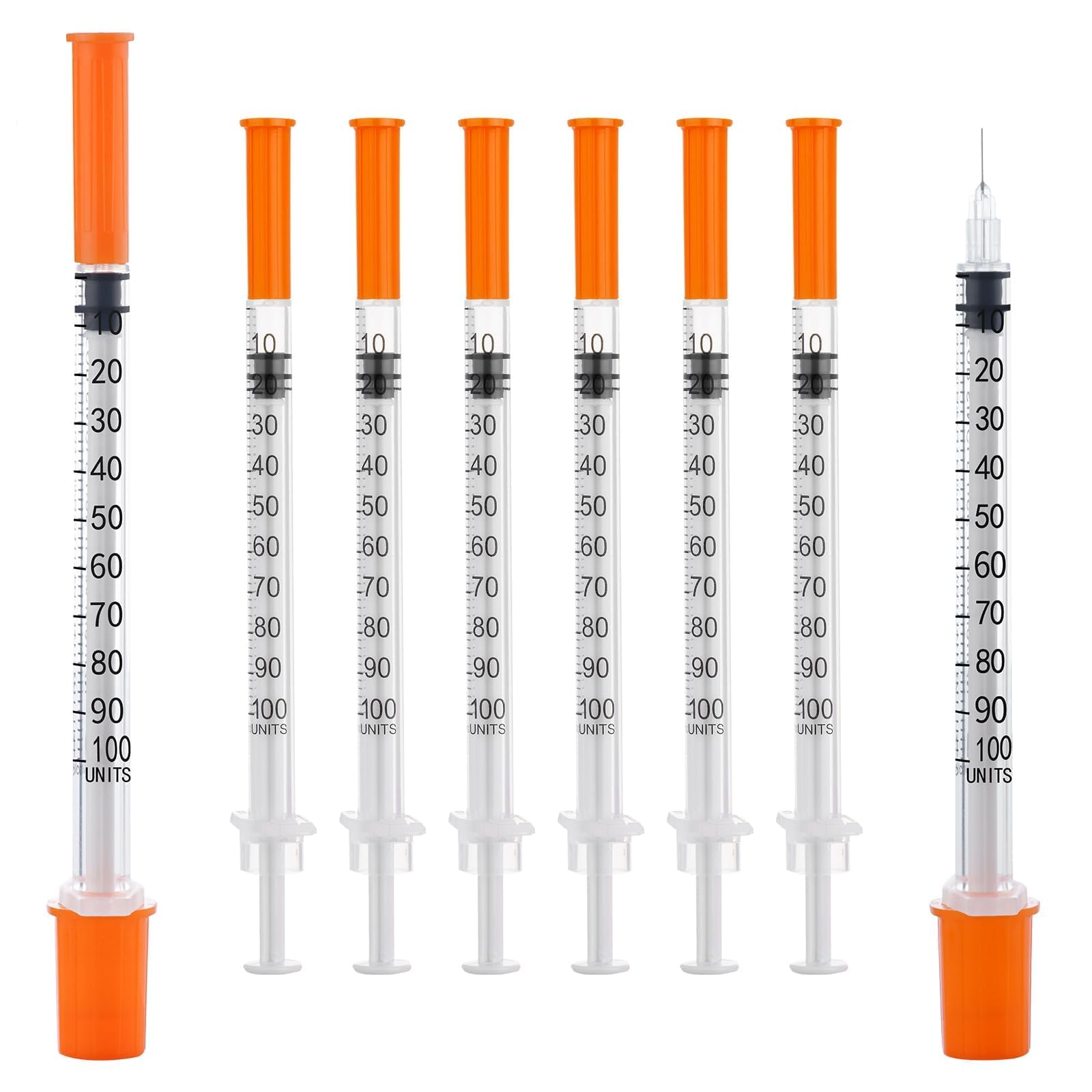 100 Pack 1ml Disposable Syringe, 31G 1cc 1/4 Inch (6mm) Lab Supplies Syringes, Individually Wrapped