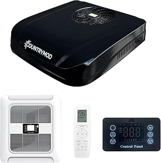 RV Air Conditioner 12V DC 10000 BTU RV AC Unit Non-Ducted Rooftop RV Air Conditioners Air Conditioner Quiet Cooling for RVs, Trailers, Fifth Wheel and Food Trucks (Black)