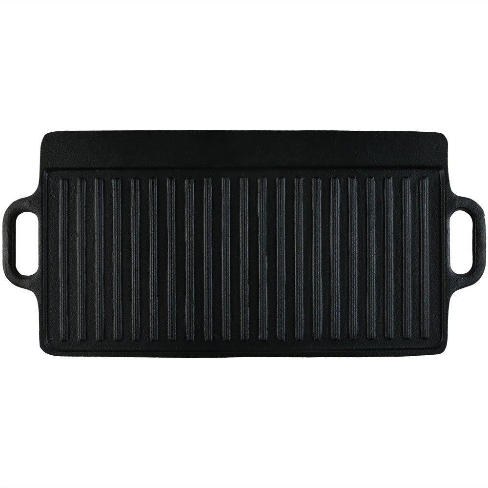 Sunnydaze PreSeasoned Black Cast Iron Reversible Grill/Griddle Pan