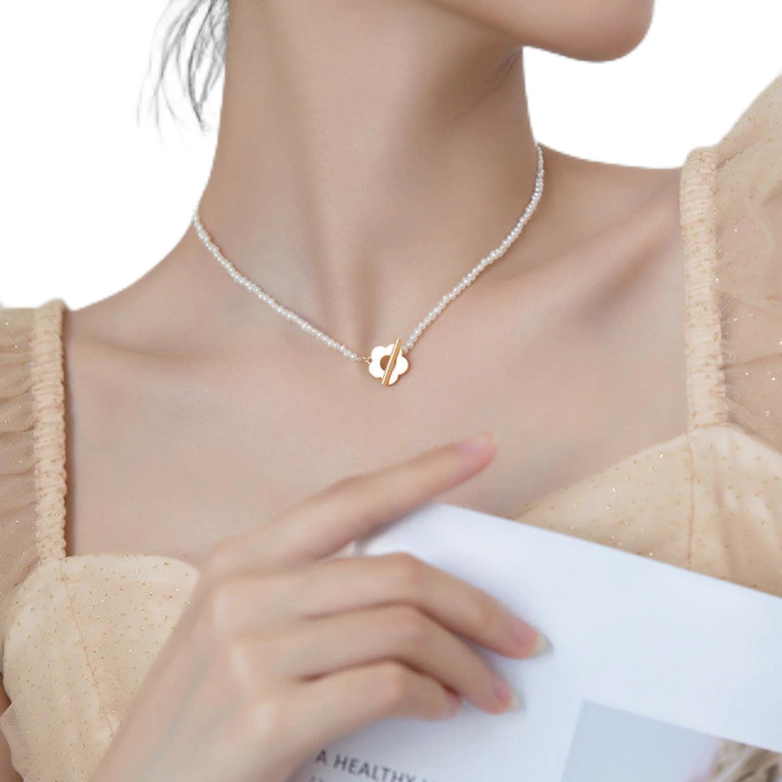 STOPI Gargantilla De Perlas Barrocas Pequeñas De 3mm A La Moda De Plata De Ley 925, Collar Corto para Mujer, Joyería De Boda S925