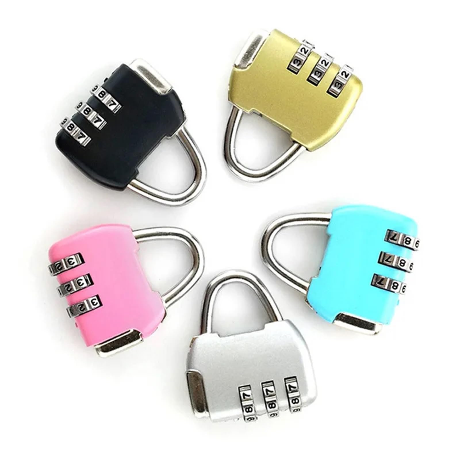 Cadenas de voyage en alliage de Zinc, sac à dos, petite valise de réinitialisation, mot de passe, serrure de cartable, Mini combinaison de 3 mots de passe, 1 pièces(Gold)