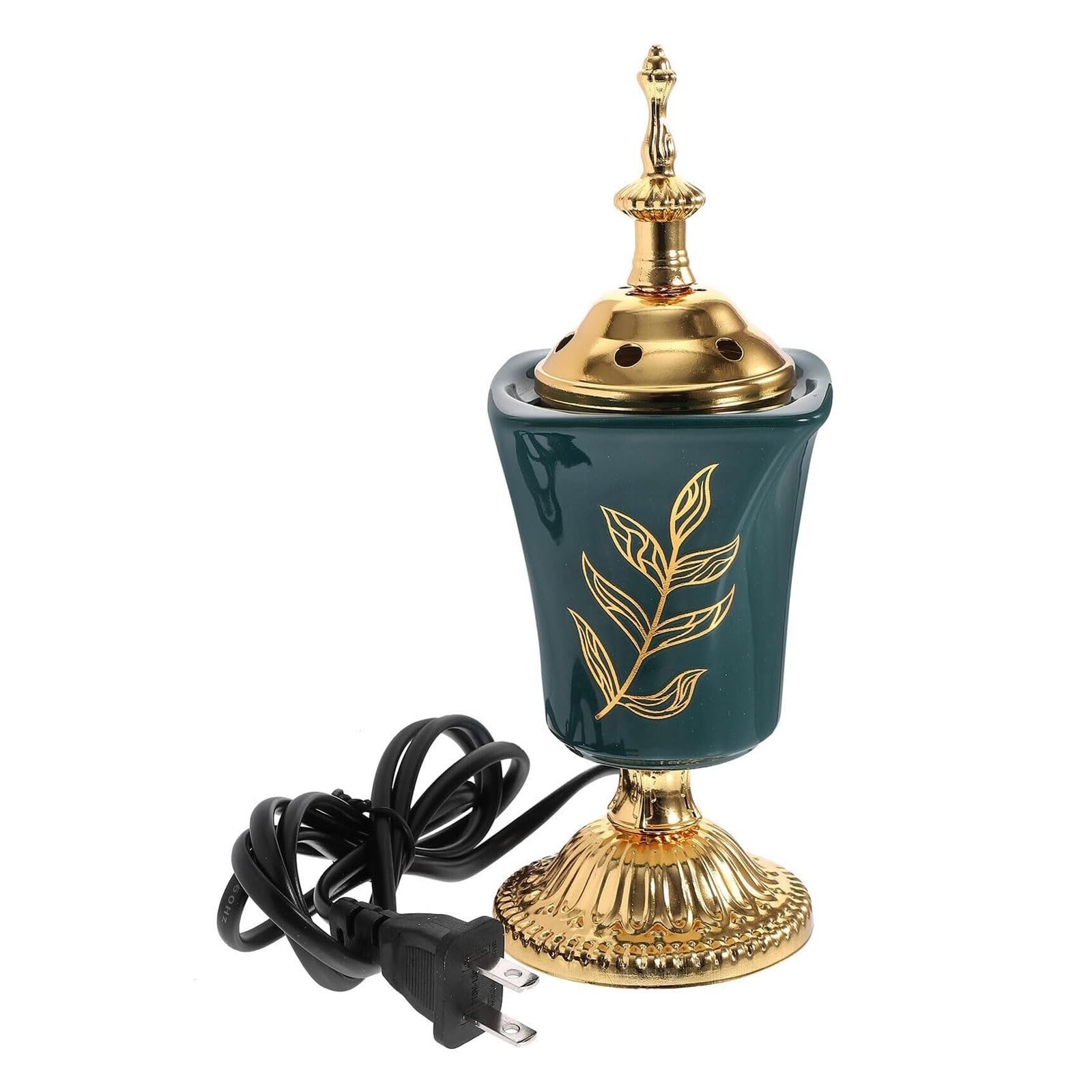 Electric Ceramic Incense Burner –Green Bakhoor Censer – Decorative Holder for Home, Office, Yoga, Spa & Aromatherapy